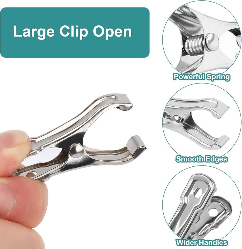 JULMELON 25 PCS Greenhouse Clips, 2.2 Inch Stainless Steel Garden Clips, Heavy Duty Row Cover Clips with Large Open Strong Grip for Fixing Netting Cover Film,Shade Cloth Film Plant Netting - Image 3